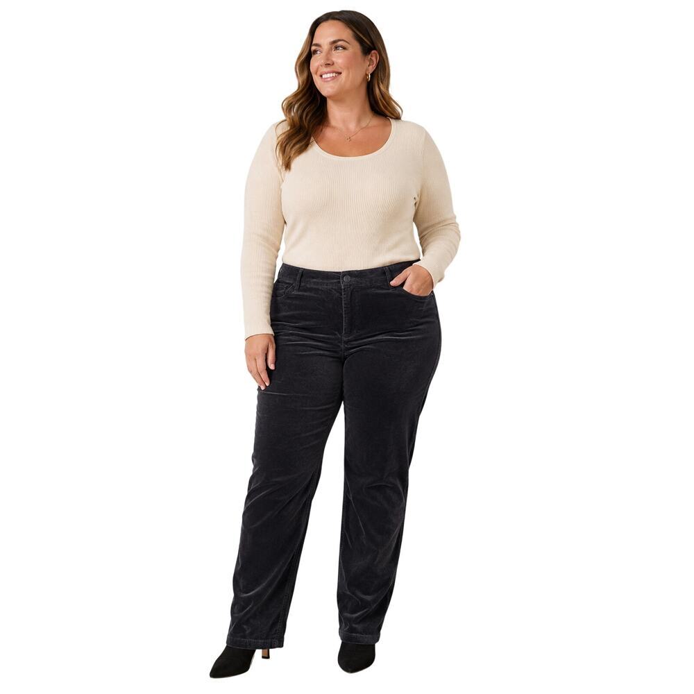 NWT old navy black velour tapered straight career casual sz 14 velvet versatile